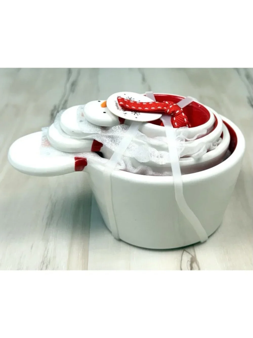 RAE DUNN Artisan Collection by Magenta Set 4 MEASURING CUPS Snowman Nesting NWT